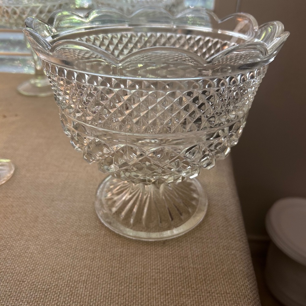 Vintage Wexford, Crystal Footed Bowl, Anchor Hocking 1960s